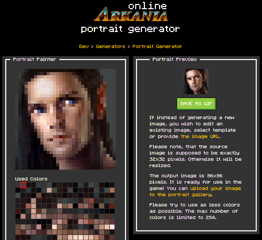 Arkania Online Portrait Generator